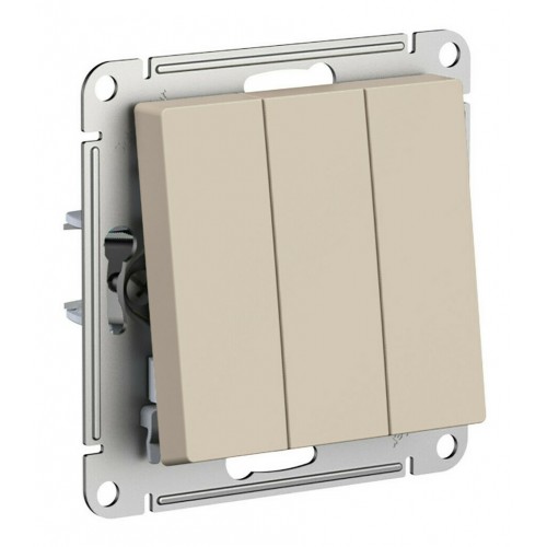 Выключатель 3-клавишный SYSTEME ELECTRIC ATLASDESIGN, скрытый монтаж, песочный, ATN001231