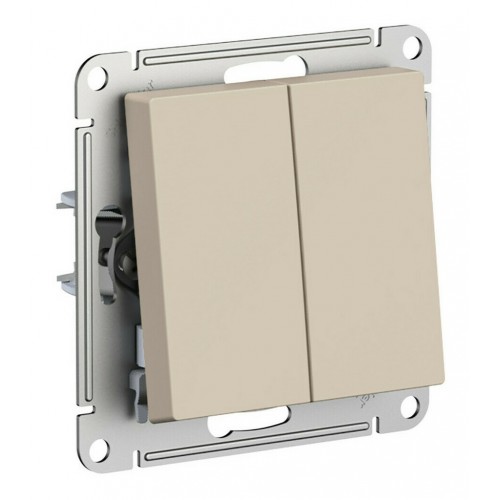 Переключатель 2-клавишный SYSTEME ELECTRIC ATLASDESIGN, скрытый монтаж, песочный, ATN001265