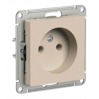 Розетка SYSTEME ELECTRIC ATLASDESIGN, скрытый монтаж, без заземления, песочный