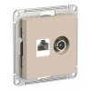 Розетка ТВ+компьютерная TV+RJ45 SYSTEME ELECTRIC ATLASDESIGN, скрытый монтаж, песочный, ATN001289