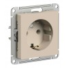 Розетка SYSTEME ELECTRIC ATLASDESIGN, скрытый монтаж, с заземлением, песочный, ATN001243