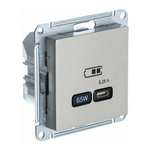 Розетка USB type C SYSTEME ELECTRIC ATLASDESIGN, скрытый монтаж, шампань, ATN000527