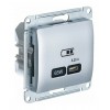 Розетка USB type C SYSTEME ELECTRIC GLOSSA, скрытый монтаж, алюминий, GSL000327