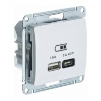 Розетка USB+USB type C SYSTEME ELECTRIC GLOSSA, скрытый монтаж, бежевый, GSL000229