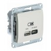 Розетка USB+USB type C SYSTEME ELECTRIC GLOSSA, скрытый монтаж, молочный, GSL000929