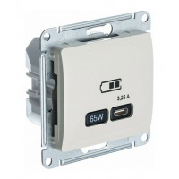 Розетка USB type C SYSTEME ELECTRIC GLOSSA, скрытый монтаж, молочный, GSL000927