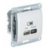 Розетка USB+USB type C SYSTEME ELECTRIC GLOSSA, скрытый монтаж, перламутр, GSL000629