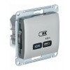 Розетка USB type C SYSTEME ELECTRIC GLOSSA, скрытый монтаж, платина, GSL001227