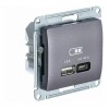 Розетка USB+USB type C SYSTEME ELECTRIC GLOSSA, скрытый монтаж, сиреневый туман, GSL001429