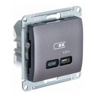 Розетка USB type C SYSTEME ELECTRIC GLOSSA, скрытый монтаж, сиреневый туман, GSL001427