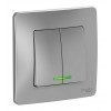 Выключатель 2-клавишный SYSTEME ELECTRIC BLANCA с подсветкой, скрытый монтаж, алюминий, BLNVS010513