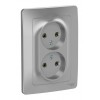 Розетка двухместная SYSTEME ELECTRIC BLANCA, скрытый монтаж, без заземления, алюминий