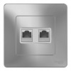 Розетка компьютерная 2xRJ45 SYSTEME ELECTRIC BLANCA, скрытый монтаж, алюминий, BLNIS045453