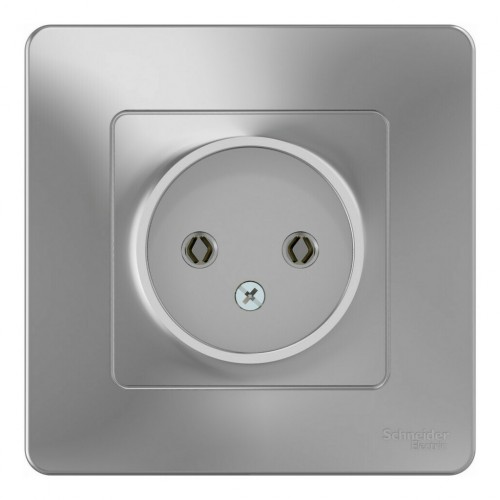 Розетка SYSTEME ELECTRIC BLANCA, скрытый монтаж, без заземления, алюминий