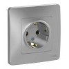 Розетка SYSTEME ELECTRIC BLANCA, скрытый монтаж, с заземлением, алюминий, BLNRS001013