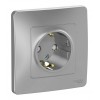 Розетка SYSTEME ELECTRIC BLANCA, скрытый монтаж, с заземлением, со шторками, алюминий, BLNRS001113