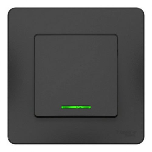 Переключатель 1-клавишный SYSTEME ELECTRIC BLANCA с подсветкой, скрытый монтаж, антрацит, BLNVS010616