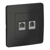 Розетка телефонная+компьютерная RJ11+RJ45 SYSTEME ELECTRIC BLANCA, скрытый монтаж, антрацит, BLNIS045116