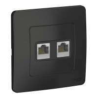 Розетка компьютерная 2xRJ45 SYSTEME ELECTRIC BLANCA, открытый монтаж, антрацит, BLNIS045456