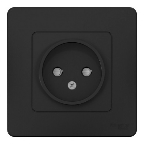 Розетка SYSTEME ELECTRIC BLANCA, скрытый монтаж, без заземления, со шторками, антрацит
