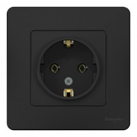 Розетка SYSTEME ELECTRIC BLANCA, скрытый монтаж, с заземлением, антрацит, BLNRS001016