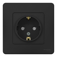Розетка SYSTEME ELECTRIC BLANCA, скрытый монтаж, с заземлением, со шторками, антрацит, BLNRS001116