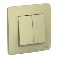 Выключатель 2-клавишный SYSTEME ELECTRIC BLANCA, скрытый монтаж, бежевый, BLNVS010507