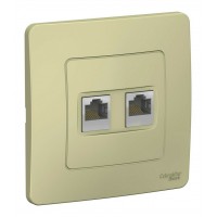 Розетка компьютерная 2xRJ45 SYSTEME ELECTRIC BLANCA, скрытый монтаж, бежевый, BLNIS045457