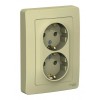 Розетка двухместная SYSTEME ELECTRIC BLANCA, скрытый монтаж, с заземлением, бежевый, BLNRS001027