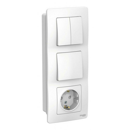 Блок розетка + выключатель SYSTEME ELECTRIC BLANCA, скрытый монтаж, белый, BLNBS101201