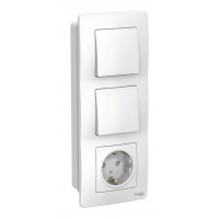 Блок розетка + выключатель SYSTEME ELECTRIC BLANCA, скрытый монтаж, белый, BLNBS101101