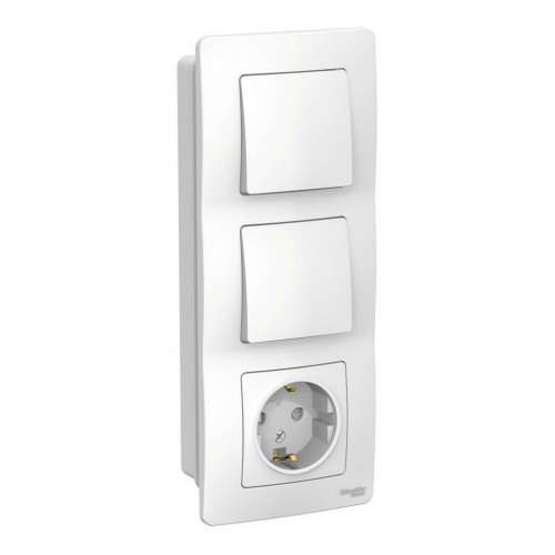 Блок розетка + выключатель SYSTEME ELECTRIC BLANCA, скрытый монтаж, белый, BLNBS101101