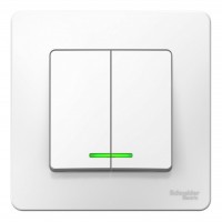 Выключатель 2-клавишный SYSTEME ELECTRIC BLANCA с подсветкой, скрытый монтаж, белый, BLNVS010511