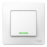 Переключатель 1-клавишный SYSTEME ELECTRIC BLANCA с подсветкой, скрытый монтаж, белый, BLNVS010611