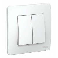 Переключатель 2-клавишный SYSTEME ELECTRIC BLANCA, скрытый монтаж, белый, BLNVS106601