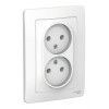 Розетка двухместная SYSTEME ELECTRIC BLANCA, скрытый монтаж, без заземления, белый