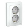 Розетка двухместная SYSTEME ELECTRIC BLANCA, скрытый монтаж, с заземлением, со шторками, белый, BLNRS001121