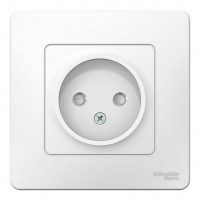 Розетка SYSTEME ELECTRIC BLANCA, скрытый монтаж, без заземления, со шторками, белый