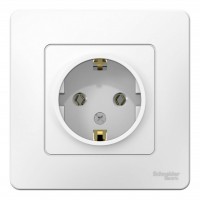 Розетка SYSTEME ELECTRIC BLANCA, скрытый монтаж, с заземлением, белый, BLNRS001011