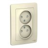 Розетка двухместная SYSTEME ELECTRIC BLANCA, скрытый монтаж, без заземления, со шторками, молочный