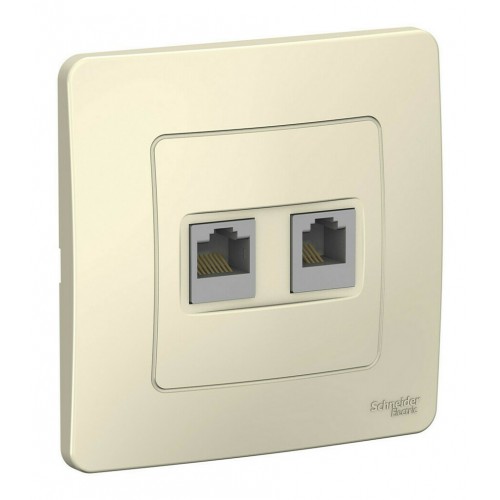 Розетка телефонная+компьютерная RJ11+RJ45 SYSTEME ELECTRIC BLANCA, скрытый монтаж, молочный, BLNIS045112