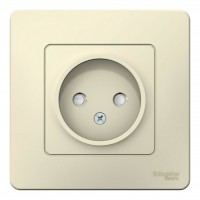 Розетка SYSTEME ELECTRIC BLANCA, скрытый монтаж, без заземления, со шторками, молочный