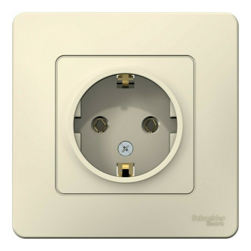 Розетка SYSTEME ELECTRIC BLANCA, скрытый монтаж, с заземлением, молочный, BLNRS001012