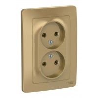 Розетка двухместная SYSTEME ELECTRIC BLANCA, скрытый монтаж, без заземления, титан