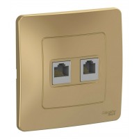 Розетка телефонная+компьютерная RJ11+RJ45 SYSTEME ELECTRIC BLANCA, скрытый монтаж, титан, BLNIS045114