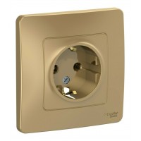 Розетка SYSTEME ELECTRIC BLANCA, скрытый монтаж, с заземлением, титан, BLNRS001014
