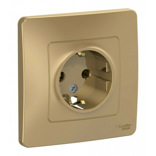Розетка SYSTEME ELECTRIC BLANCA, скрытый монтаж, с заземлением, титан, BLNRS001014