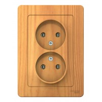 Розетка двухместная SYSTEME ELECTRIC BLANCA, скрытый монтаж, без заземления, ясень