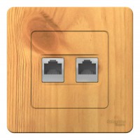 Розетка телефонная+компьютерная RJ11+RJ45 SYSTEME ELECTRIC BLANCA, скрытый монтаж, ясень, BLNIS045115