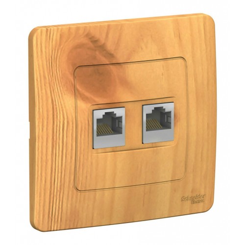 Розетка компьютерная 2xRJ45 SYSTEME ELECTRIC BLANCA, открытый монтаж, ясень, BLNIS045455